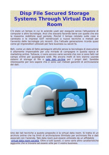 Disp File Secured Storage Systems Through Virtual Data Room