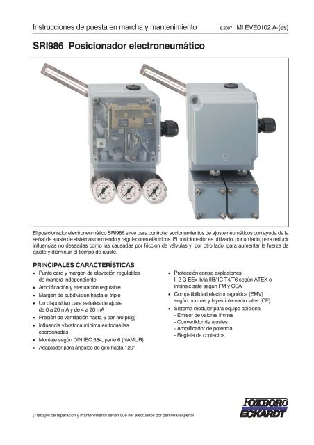 SRI986 Posicionador electroneumÃ¡tico - FOXBORO ECKARDT