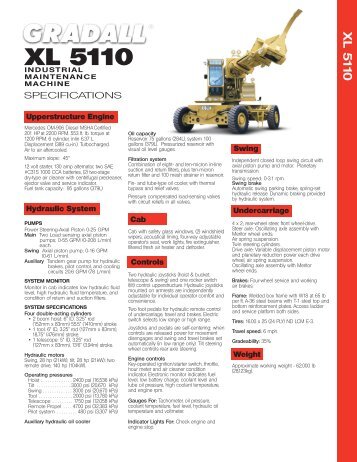 Gradall XL5110 Specifications - Gradall Industries, Inc.
