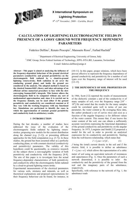 calculation of lightning electromagnetic fields in presence of a lossy ...