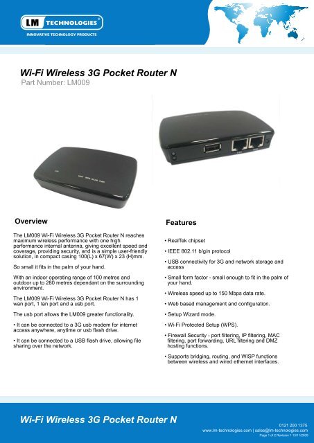 Wi-Fi Wireless 3G Pocket Router N - PMC Telecom