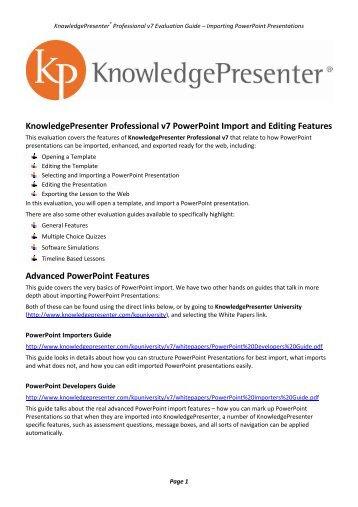 Importing PowerPoint Evaluation Guide - KnowledgePresenter
