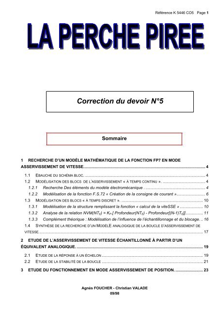 la correction du devoir 5 - IUFM de Toulouse