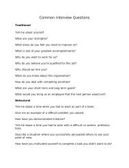 Common Interview Questions