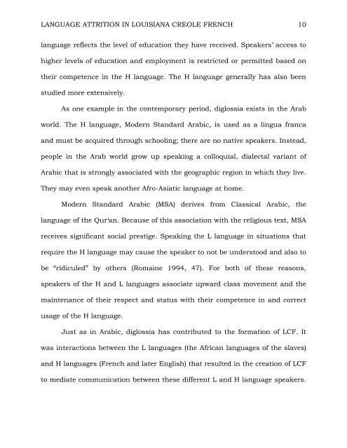 Language Attrition in Louisiana Creole French