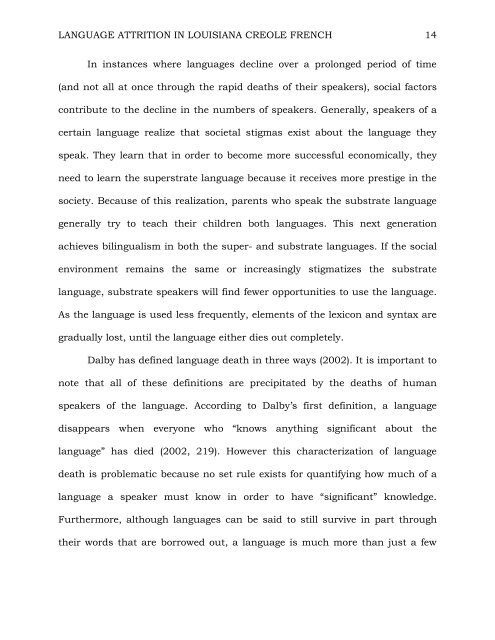 Language Attrition in Louisiana Creole French