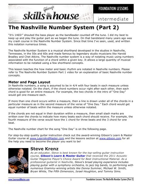 Nashville Numbering System Guitar Chart