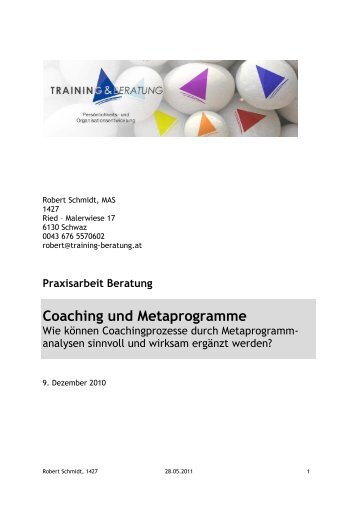 Metaprogramme - Training & Beratung