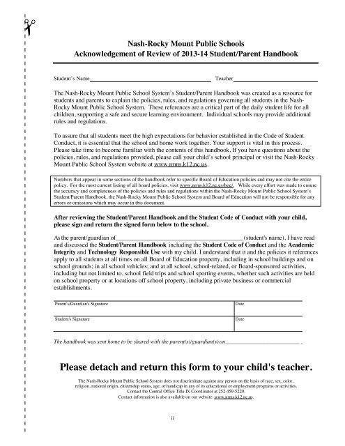 2013-14 Student/Parent Handbook - Nash-Rocky Mount Schools