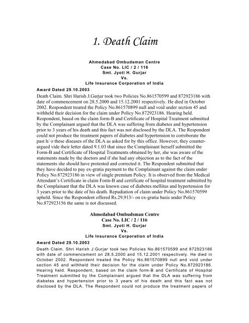 lic death claim intimation letter