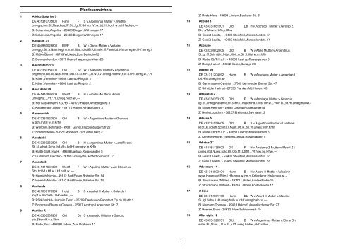 Pferdeverzeichnis 1 - Hehemann