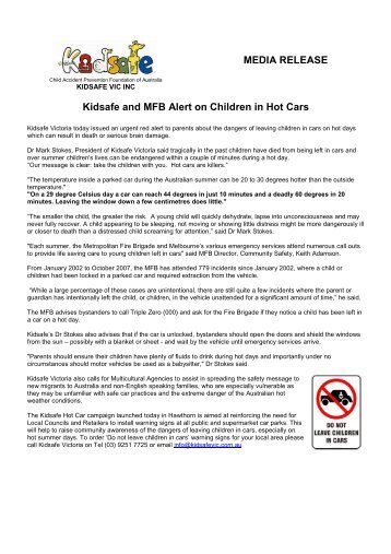Kidsafe Hot Cars media info - Metropolitan Fire Brigade