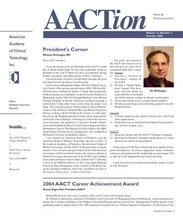 October - The American Academy of Clinical Toxicology