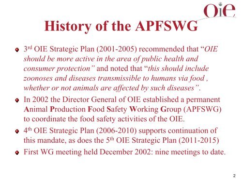 Animal Production Food Safety Working Group - OIE Asia-Pacific