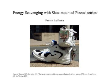 Energy Scavenging with Shoe-mounted Piezoelectrics