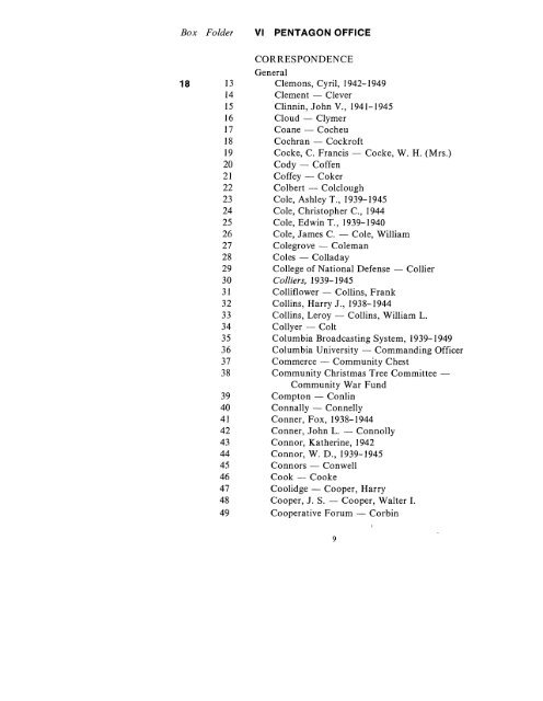 CONTAINER LIST - The George C. Marshall Foundation