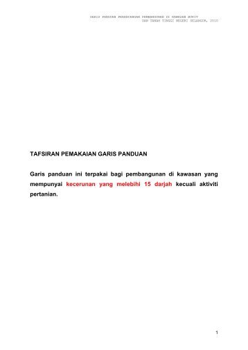TAFSIRAN PEMAKAIAN GARIS PANDUAN Garis ... - JPBD Selangor