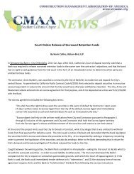 Court Orders Release of Escrowed Retention Funds - CMAA