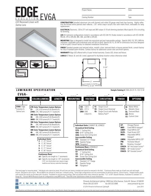 Ev6a Pinnacle Architectural Lighting Ev6a Pinnacle Architectural Lighting