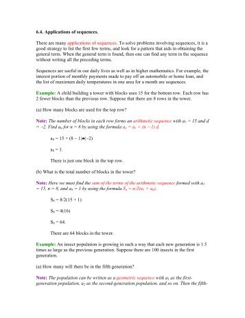 Application of Sequences - Tutor-Homework.com