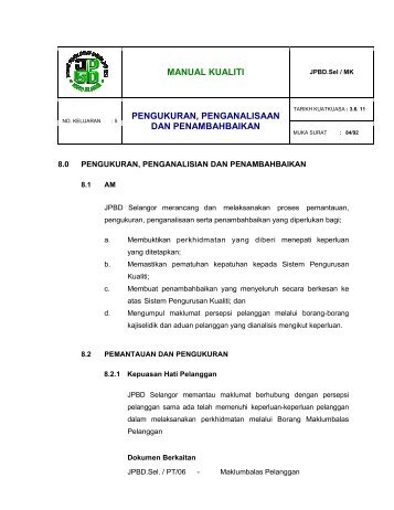 manual kualiti pengukuran, penganalisaan dan ... - JPBD Selangor