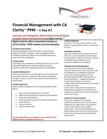 Financial Management with CA ClarityTM PPM - Digital Celerity