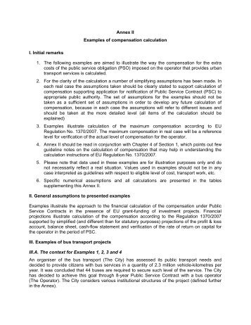 Annex II Examples of compensation calculation I. Initial remarks 1 ...