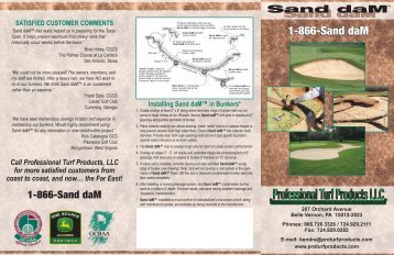 Sand Dam Pamphlet - Professional Turf Products LLC