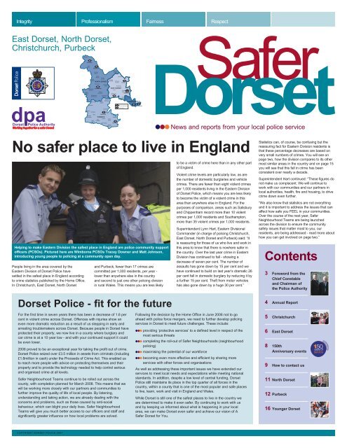 No safer place to live in England - Dorset Police