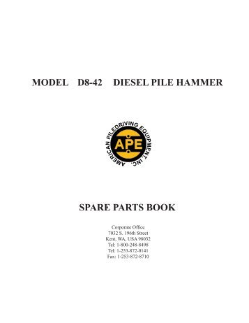 MODEL D8-42 DIESEL PILE HAMMER SPARE PARTS BOOK