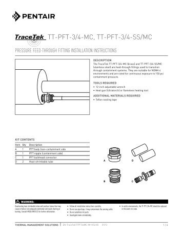 TT-PFT-3/4-MC, TT-PFT-3/4-SS/MC - Pentair Thermal Management