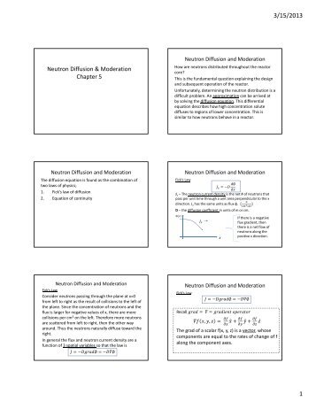 Neutron Diffusion & Moderation Chapter 5