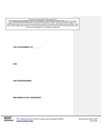 sample concession agreement for port - south asia implementation ...