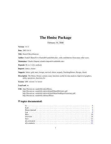 The Hmisc Package - NexTag Supports Open Source Initiatives