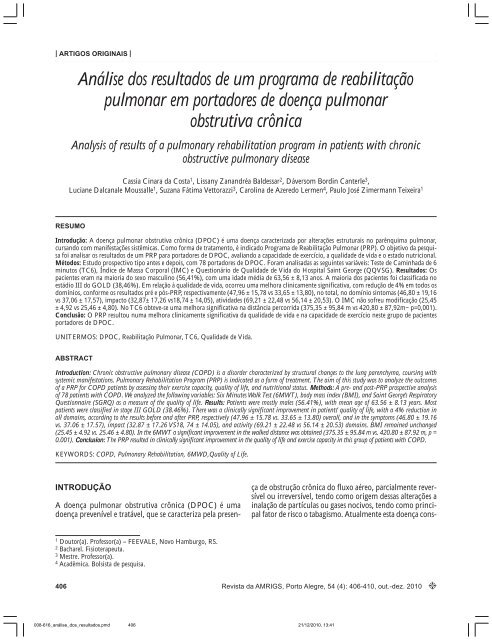 AnÃ¡lise dos resultados de um programa de reabilitaÃ§Ã£o pulmonar ...