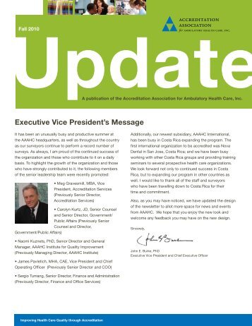 Executive Vice President's Message - The Accreditation Association ...