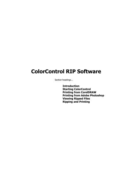 Color Rip Software ColorControl RIP Software