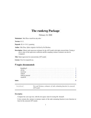 The rankreg Package