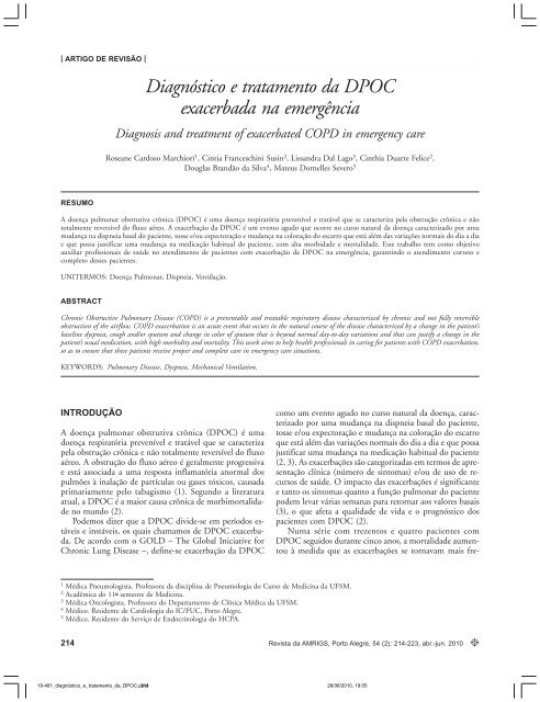 DiagnÃ³stico e tratamento da DPOC exacerbada na emergÃªncia