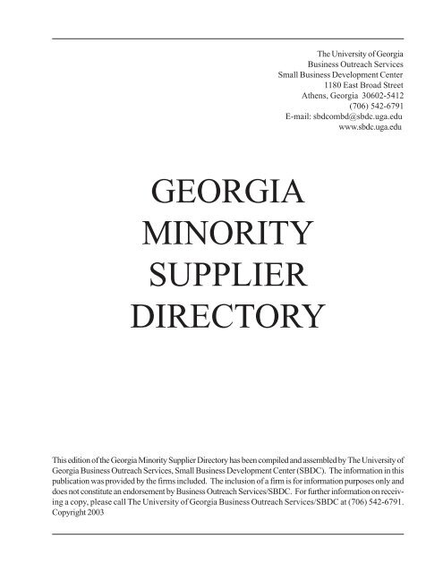 georgia minority supplier directory - Georgia Small Business ...