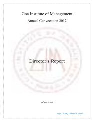 Convocation 2012 - Director's Report - Goa Institute of Management