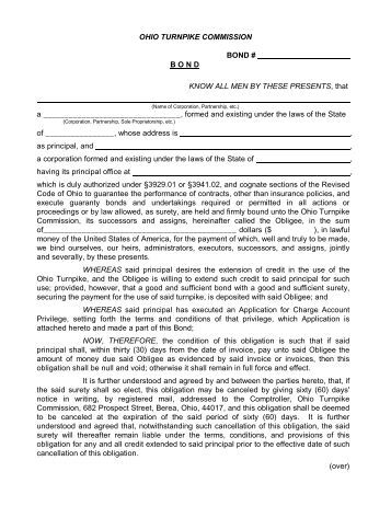 surety bond formpdf e zpass