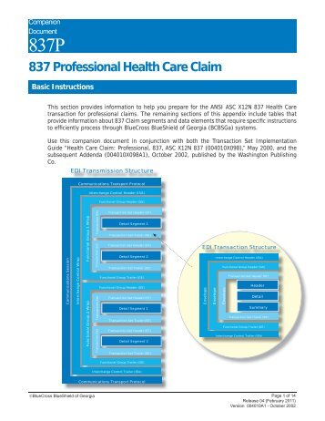 837 Professional Health Care Claim - Blue Cross Blue Shield of ...