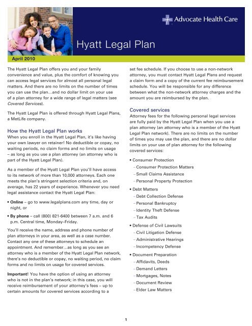 Hyatt Legal Plan - Advocate Benefits - Advocate Health Care