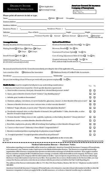 Please print all answers in ink or type. Medical Information Bureau ...
