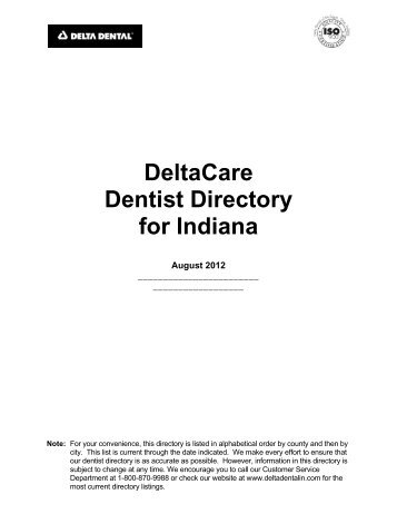 DeltaCare Dentist Directory for Indiana - Delta Dental Indiana