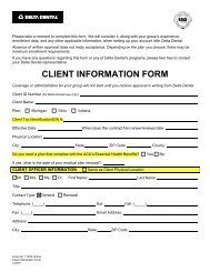 Client Information Form - Delta Dental Indiana