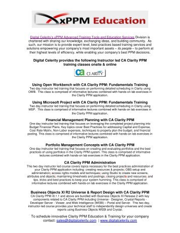 to download CA Clarity PPM Training Series ... - Digital Celerity