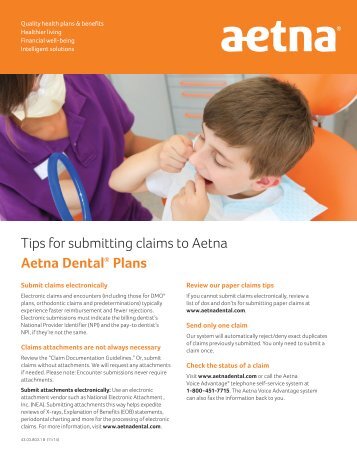 Tips for submitting claims to Aetna - Aetna Dental Public