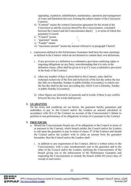 water and sanitation concession agreement - example 1 annexures ...